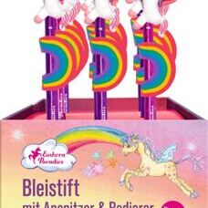 Bleistift * Stift mit Spitzer und Gummi «Einhorn Paradies»